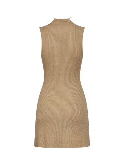 Diesel Women Camel Ribbed Wool M-oloni-short Minidress In Brown