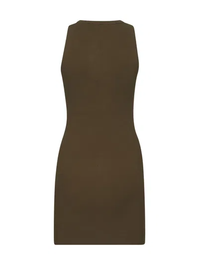 Diesel Green Ribbed Viscose M-caddix Minidress In Brown