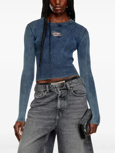 Diesel Women M-anchor Cotton Sweater In Blue