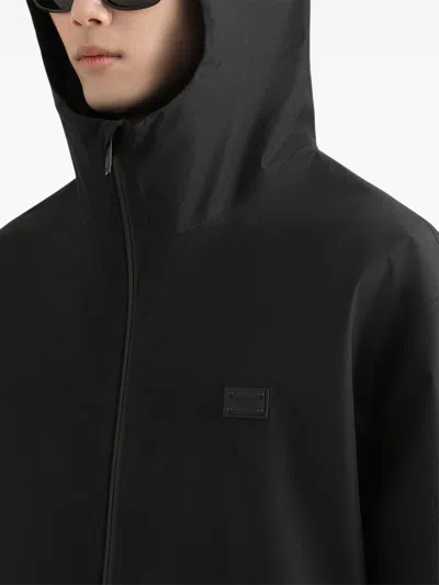 Dolce & Gabbana Hooded Cotton Jacket In Black