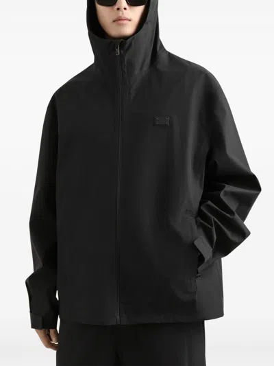 Dolce & Gabbana Hooded Cotton Jacket In Black