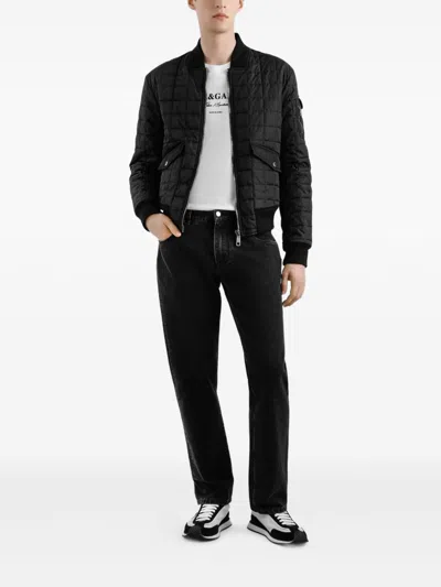 Dolce & Gabbana White Crewneck T-shirt With Logo Lettering Print On The Front In Multi