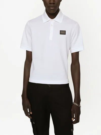 Dolce & Gabbana Cotton Piqué Polo-shirt With Branded Tag In White