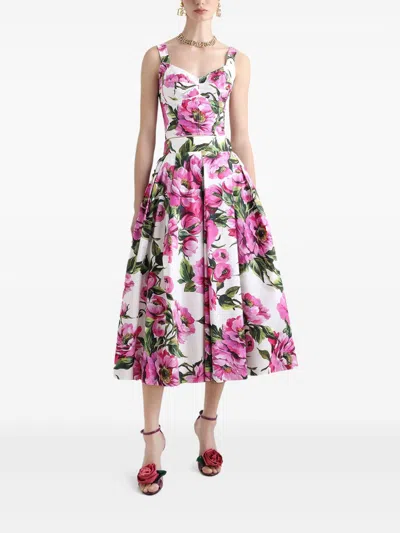 Dolce & Gabbana Printed Poplin Bustier Top In White