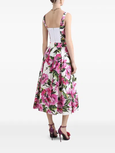 Dolce & Gabbana Printed Poplin Bustier Top In White