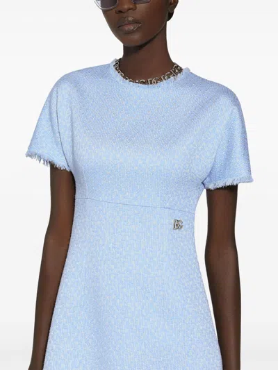 Dolce & Gabbana Rachel Tweed Dress With Dg Logo In Multi