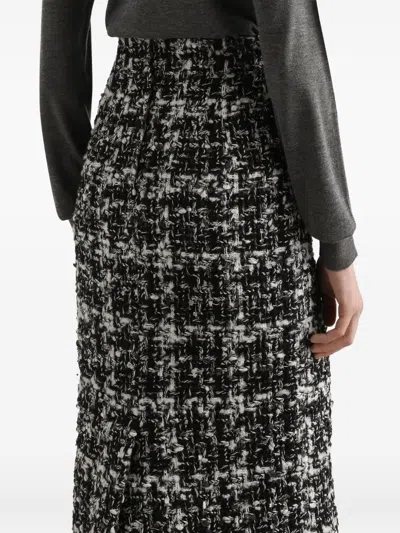 Dolce & Gabbana Wool Blend Midi Skirt With Tweed Pattern In Multi