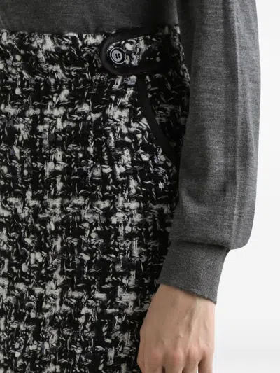 Dolce & Gabbana Wool Blend Midi Skirt With Tweed Pattern In Multi