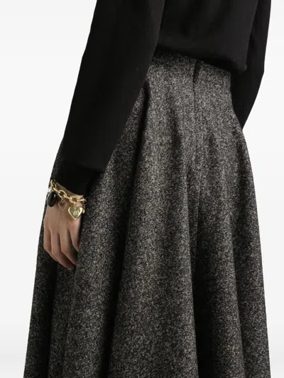 Dolce & Gabbana Midi Circle Skirt In A Dotted Wool Blend In Gray
