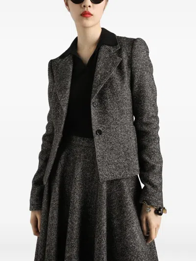 Dolce & Gabbana Tailored Single-breasted Wool Jacket With Textured Fabric In Gray
