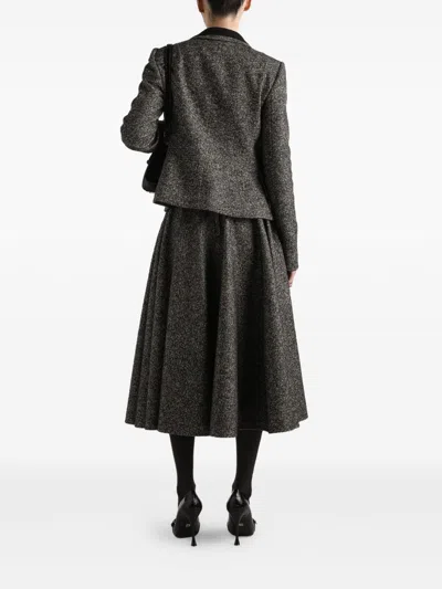 Dolce & Gabbana Midi Circle Skirt In A Dotted Wool Blend In Gray