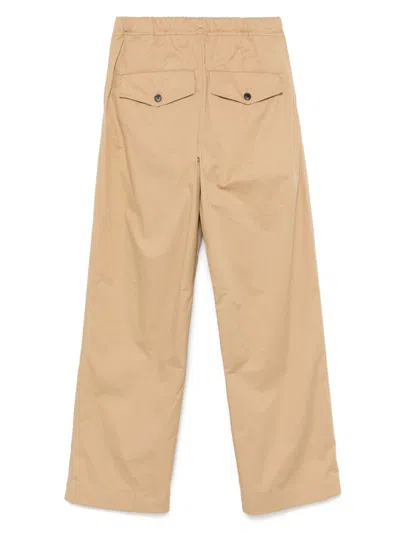 Dries Van Noten Cotton With Drawstring Trousers Beige In Brown