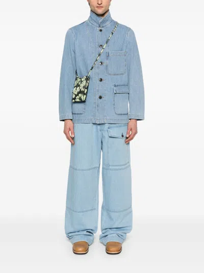 Dries Van Noten Denim Jacket With Chest Pocket And Flap Pockets In Blue