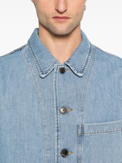 Dries Van Noten Denim Jacket With Chest Pocket And Flap Pockets In Blue