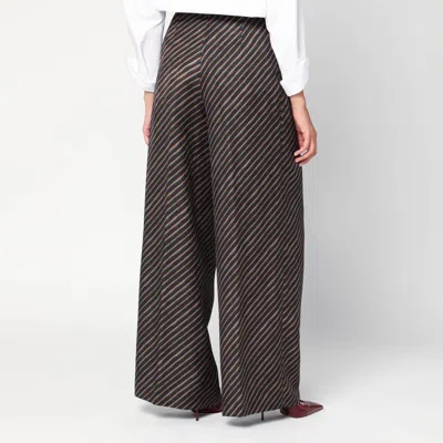 Dries Van Noten Striped Wide-leg Pants Featuring Button Detail In Gray