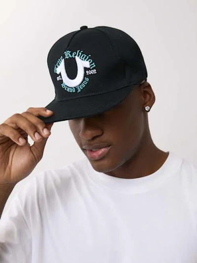 True Religion Old English Logo Horseshoe Snapback In Brown