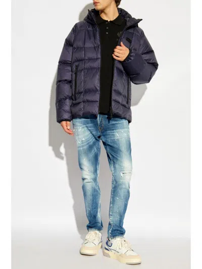 Dsquared2 Quilted Puff Coat With Hood And Relaxed Fit In Purple