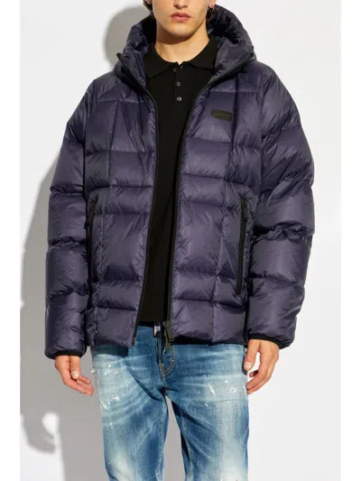 Dsquared2 Quilted Puff Coat With Hood And Relaxed Fit In Purple