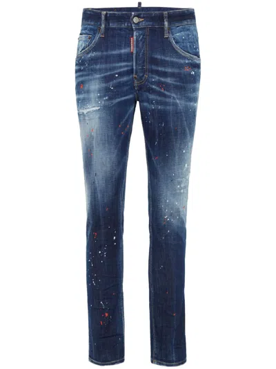 Dsquared2 Distressed Denim Pants With Slim Fit In Blue