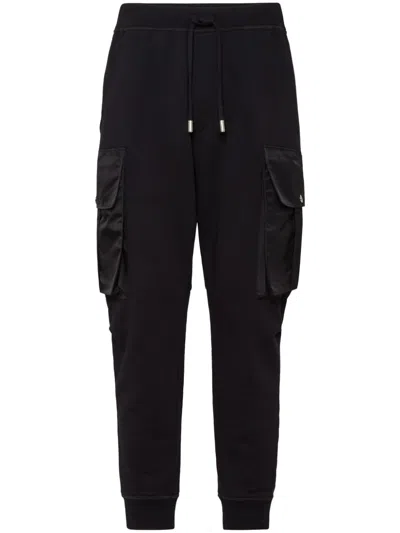 Dsquared2 Cargo Trousers With Elasticated Cuffs And Drawstring Waist In Black