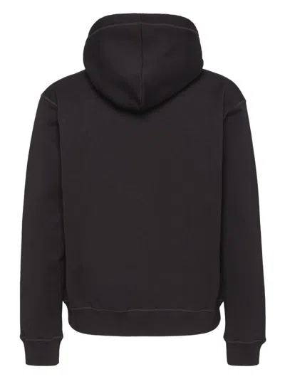Dsquared2 Black Hoodie With Drawstring Hood And Maxi Logo Print On The Front In Black
