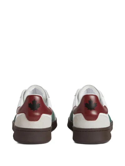 Dsquared2 White Leather Sneakers With Side Stripe Detailing In Multi