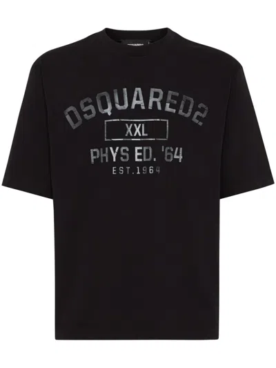 Dsquared2 Physical Education Crew Neck Graphic T-shirt In Black