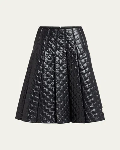 Moncler Black Padded Midi Skirt In Black