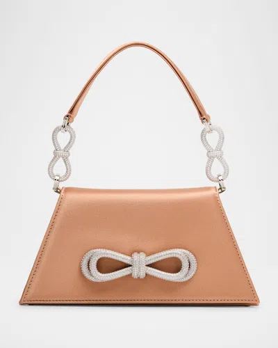 Mach&mach Samantha Double Bow Satin Shoulder Bag In Brown