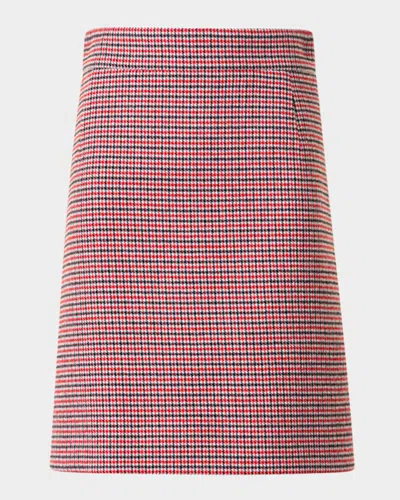 Akris Punto Houndstooth Wool Fresco A-line Mini Skirt In Pink