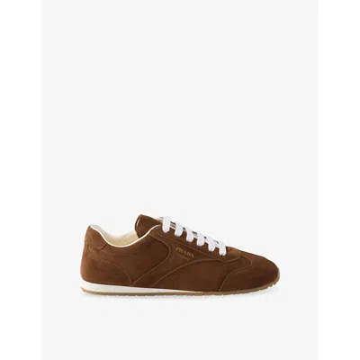 Prada Cocoa-coloured Sneakers In Suede Leather In Brown