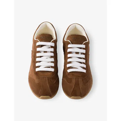 Prada Cocoa-coloured Sneakers In Suede Leather In Brown