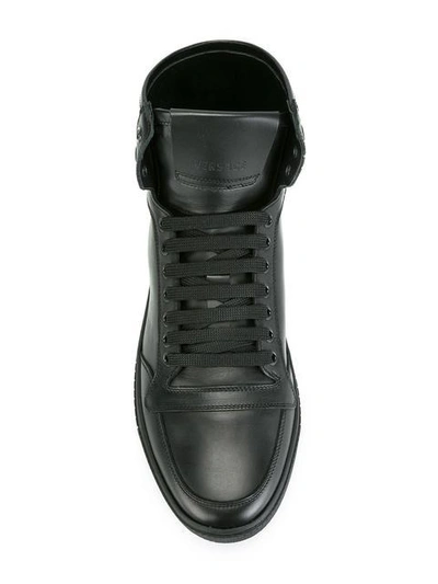 Versace Medusa Smooth Leather High Top Sneakers In Black | ModeSens