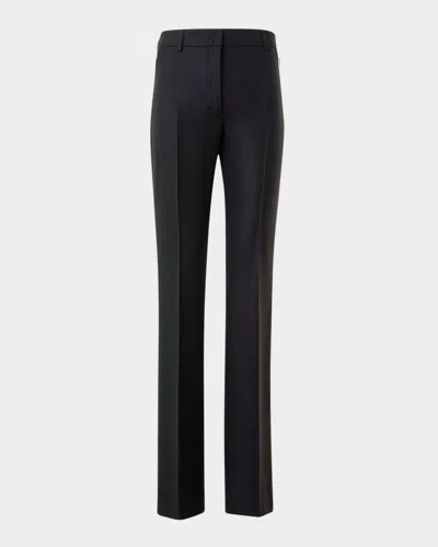 Akris Marilyn Wool Stretch Flannel Bootcut-leg Ankle Pants In Black