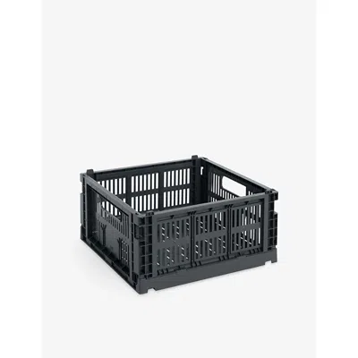 Hay Charcoal Square Colour Crate Medium In Black