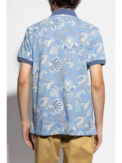 Etro Polo Shirt With Print In Blue