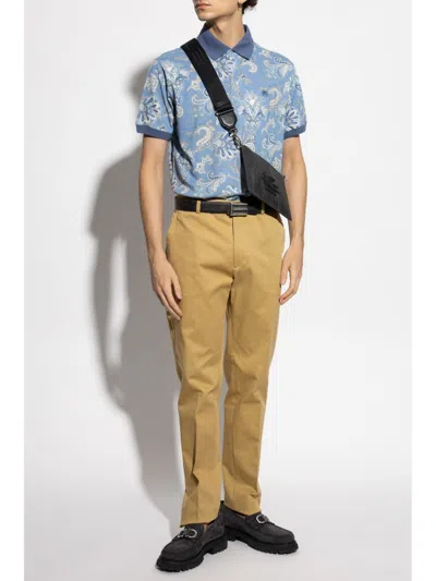 Etro Polo Shirt With Print In Blue