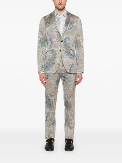 Etro Multicolour Long Sleeve Shirt With Paisley Print In Blue