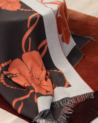 Sand River Cashmere & Yak Wool Reversible Jacquard Throw, 50" X 70" In Orange