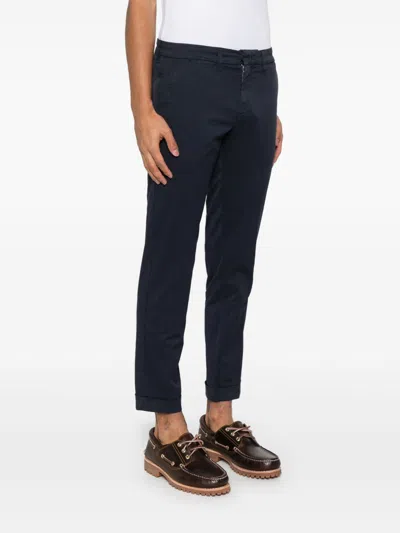 Fay Tailored Capri Pants With Pockets In Blue