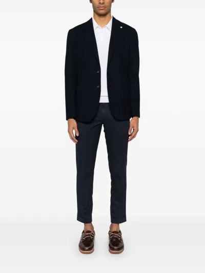 Fay Tailored Capri Pants With Pockets In Blue