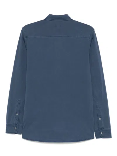 Fay Collared Shirt With Buttoned Cuffs And Cuffed Sleeves In Blue