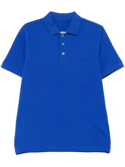 Fay Collar Polo Slits Short Sleeves In Blue