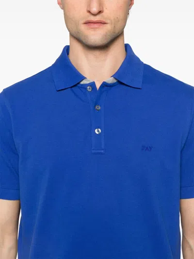 Fay Collar Polo Slits Short Sleeves In Blue