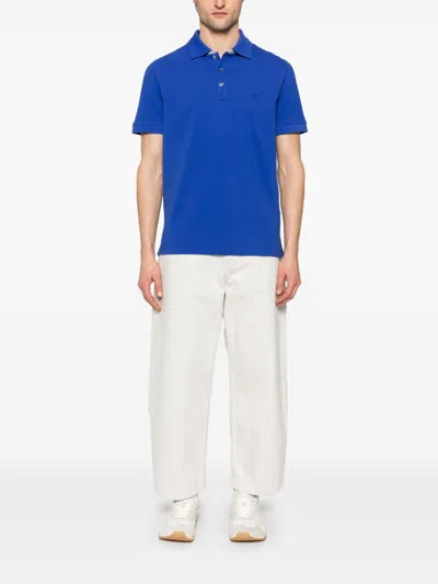 Fay Collar Polo Slits Short Sleeves In Blue