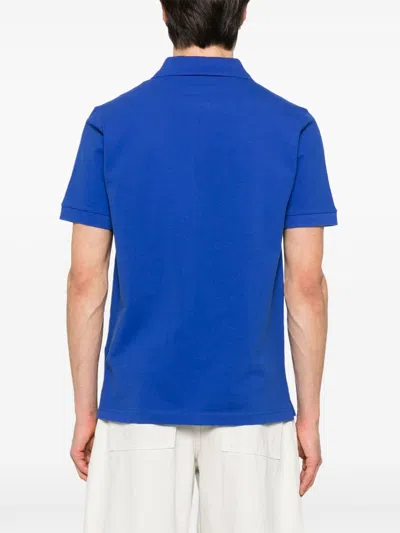 Fay Collar Polo Slits Short Sleeves In Blue
