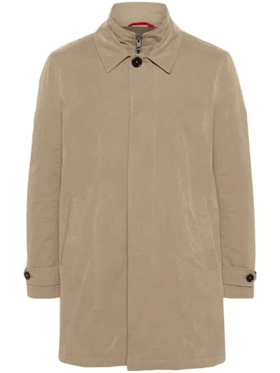 Fay Morning Coat With Belted Cuffs And High Neck In Brown