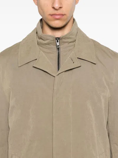 Fay Morning Coat With Belted Cuffs And High Neck In Brown