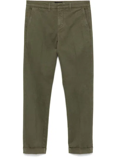 Fay Men Slim Fit Gabardine Trousers In Green