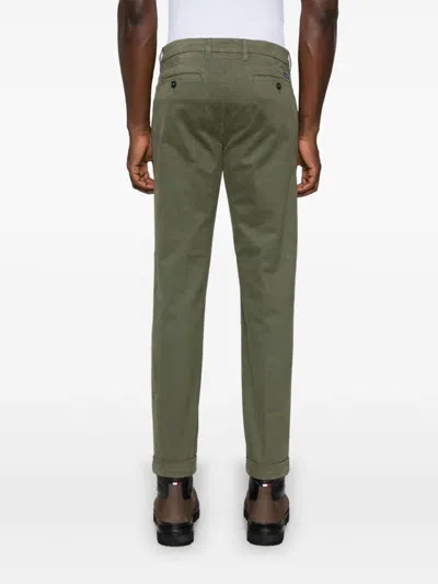 Fay Men Slim Fit Gabardine Trousers In Green